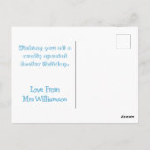 Niedlich Ostern Bunny Kindergarten Lehrer Blue Boy Postkarte (Rückseite)