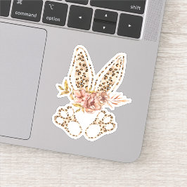 Niedlich Ostern Bunny Leopart Floral Vinyl Sticker