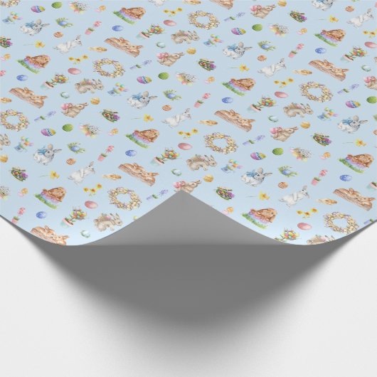 Niedlich Ostern Bunny Pattern Wasserfarbe Einzigar Geschenkpapier (Ecke)