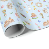 Niedlich Ostern Bunny Pattern Wasserfarbe Einzigar Geschenkpapier (Rolleneckpunkt)