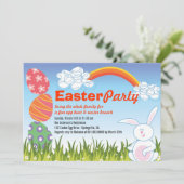 Niedlich Ostern Bunny Rabbit Fun Egg Jagd Party la Einladung (Stehend Vorderseite)