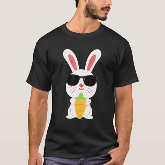 Niedlich Ostern Bunny Rabbit Sonnenbrille Carrots T-Shirt (Vorderseite)