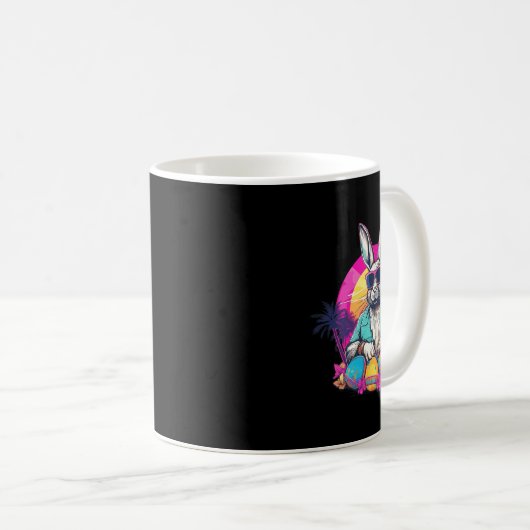 Niedlich Ostern Bunny Retro Miami Look farbenfrohe Kaffeetasse (VorderseiteRechts)