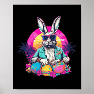 Niedlich Ostern Bunny Retro Miami Look farbenfrohe Poster