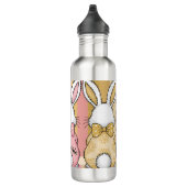 Niedlich Ostern Bunny Trio Pastel Tierdruck, Name Edelstahlflasche (Rechts)