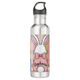 Niedlich Ostern Bunny Trio Pastel Tierdruck, Name Edelstahlflasche