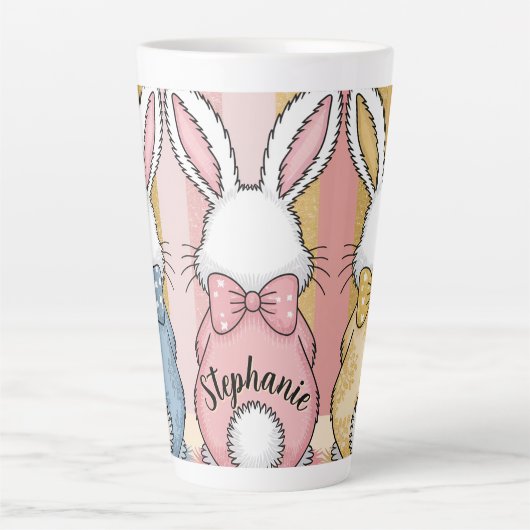Niedlich Ostern Bunny Trio Pastel Tierdruck, Name Milchtasse (Vorderseite)