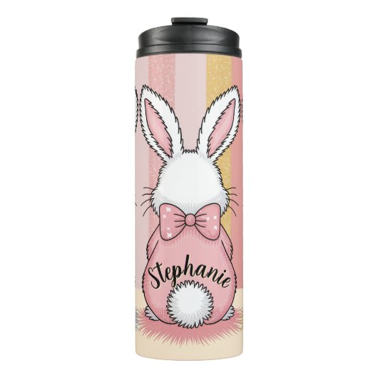 Niedlich Ostern Bunny Trio Pastel Tierdruck, Name Thermosbecher (Vorderseite)
