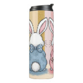 Niedlich Ostern Bunny Trio Pastel Tierdruck, Name Thermosbecher (Nach links gedreht)