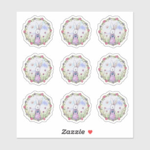 Niedlich Ostern Bunny Whimsical Wasserfarben Kunst Aufkleber