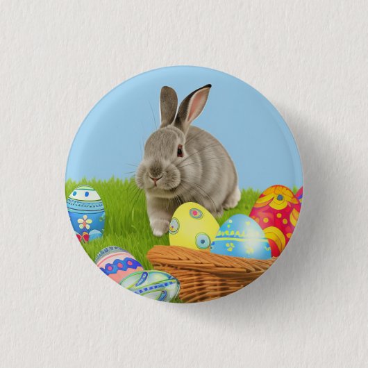 Niedlich Ostern-Bunnyout für eine positive Stimmun Button (Vorderseite)