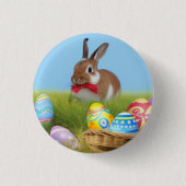 Niedlich Ostern-Bunnyum für eine positive Stimmung Button (Vorderseite)