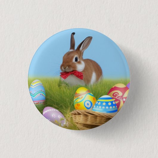 Niedlich Ostern-Bunnyum für eine positive Stimmung Button (Vorderseite)
