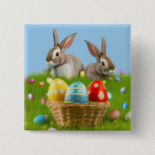 Niedlich Ostern-Bunnyum für eine positive Stimmung Button