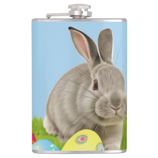 Niedlich Ostern-Bunnyum für eine positive Stimmung Flachmann (Vorderseite)