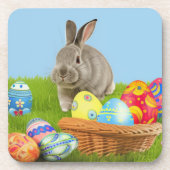 Niedlich Ostern Bunnyum für eine positive Stimmung Getränkeuntersetzer (Vorderseite)