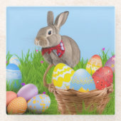 Niedlich Ostern-Bunnyum für eine positive Stimmung Glasuntersetzer (Vorderseite)