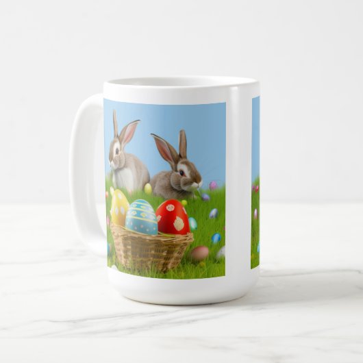 Niedlich Ostern-Bunnyum für eine positive Stimmung Kaffeetasse (Vorderseite Links)
