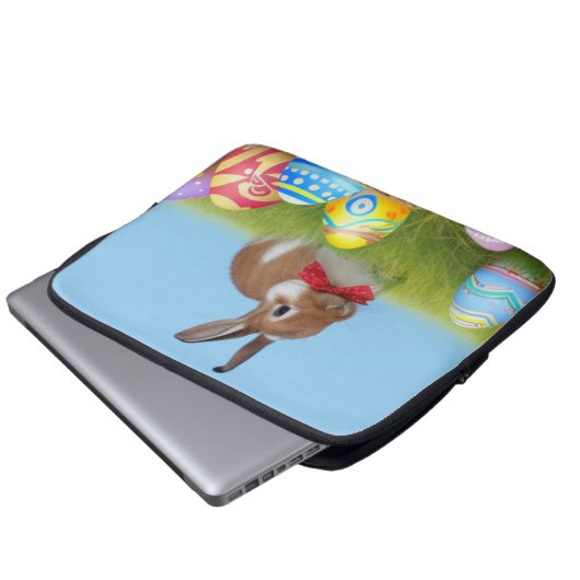 Niedlich Ostern-Bunnyum für eine positive Stimmung Laptopschutzhülle (Vorne Knopf)