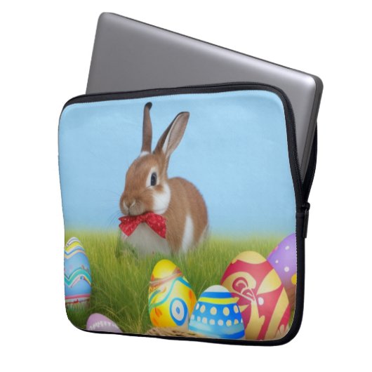 Niedlich Ostern-Bunnyum für eine positive Stimmung Laptopschutzhülle (Vorderseite Links)
