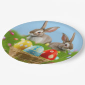 Niedlich Ostern-Bunnyum für eine positive Stimmung Pappteller (Schrägansicht)