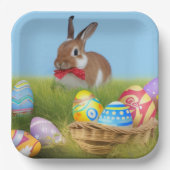 Niedlich Ostern-Bunnyum für eine positive Stimmung Pappteller (Vorderseite)
