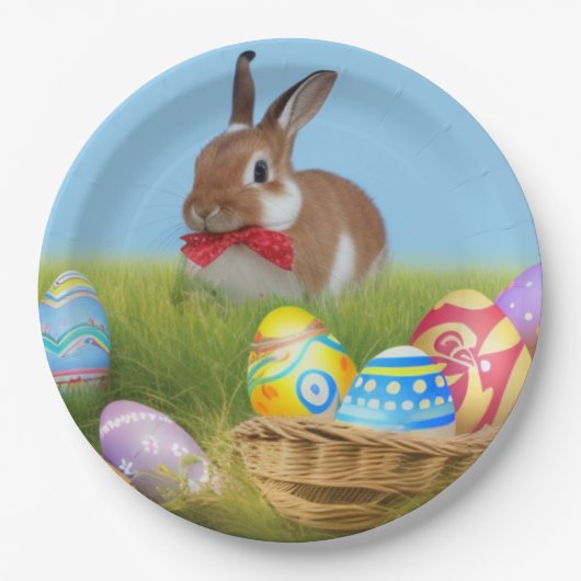 Niedlich Ostern-Bunnyum für eine positive Stimmung Pappteller (Vorderseite)