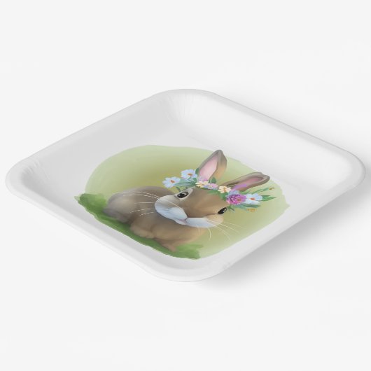 Niedlich Ostern-Bunnyum für eine positive Stimmung Pappteller (Gewinkelt)