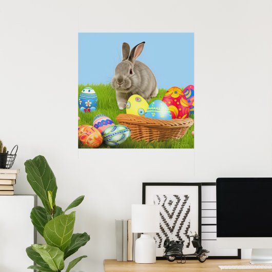 Niedlich Ostern-Bunnyum für eine positive Stimmung Poster (Heimbüro)