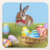 Niedlich Ostern-Bunnyum für eine positive Stimmung Rechteckiger Pappuntersetzer (Vorderseite)