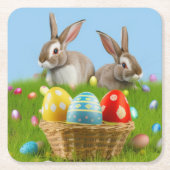 Niedlich Ostern-Bunnyum für eine positive Stimmung Rechteckiger Pappuntersetzer (Vorderseite)