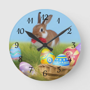 Niedlich Ostern-Bunnyum für eine positive Stimmung Runde Wanduhr