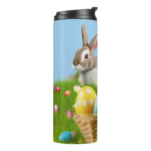Niedlich Ostern-Bunnyum für eine positive Stimmung Thermosbecher (Nach links gedreht)