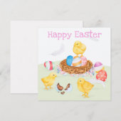 Niedlich Ostern Einladung (Vorne/Hinten)