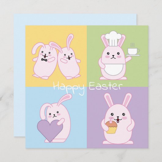 Niedlich Ostern Einladung (Vorne/Hinten)