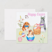 Niedlich Ostern Einladung (Vorne/Hinten)