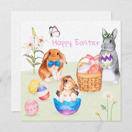 Niedlich Ostern Feiertagskarte (Vorne/Hinten)