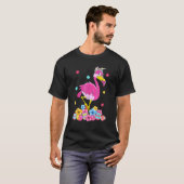 Niedlich Ostern Flamingo Bunny Eggs Blume Frühjahr T-Shirt (Vorne ganz)
