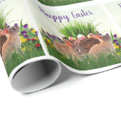 Niedlich Ostern Kaninchen im Blumengarten Urlaub Geschenkpapier (Rolleneckpunkt)