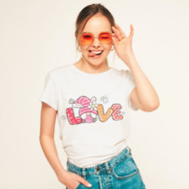 Niedlich Ostern Liebe Pink Bunny Gnome Girl Blume Tri-Blend Shirt