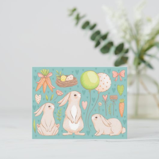 Niedlich Ostern Postkarte (Stehend Vorderseite)