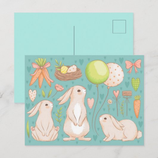 Niedlich Ostern Postkarte (Vorne/Hinten)