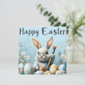 Niedlich Ostern Sonnenanbeter: Springtime Art Feiertagskarte (Stehend Vorderseite)