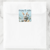 Niedlich Ostern Sonnenanbeter: Springtime Art Quadratischer Aufkleber (Tasche)