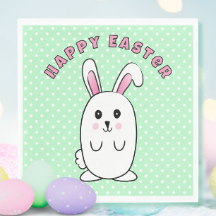 Niedlich Ostern Sonniger Cartoon Rosa Weißes Minzg Serviette