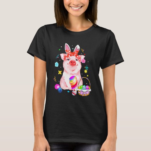 Niedlich Ostern Sonniger Frühling Schweinefleisch T-Shirt (Vorderseite)
