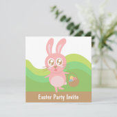 Niedlich Ostern Sonniger Korb von Eiern Einladung (Stehend Vorderseite)