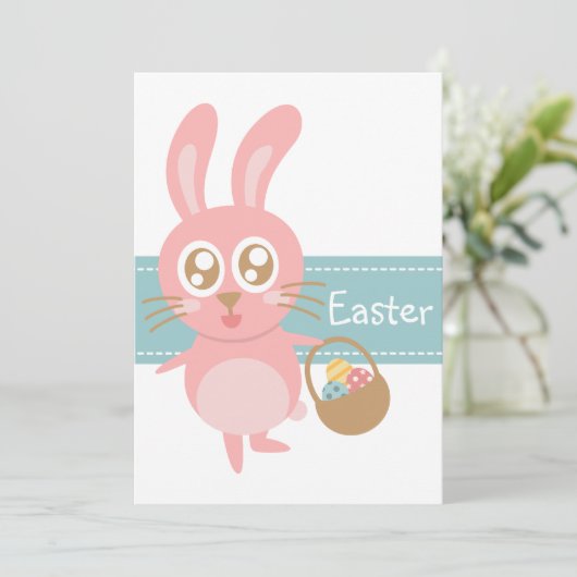 Niedlich Ostern Sonniger Korb von Eiern Einladung (Stehend Vorderseite)