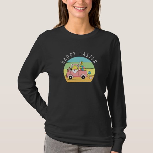 Niedlich Osternengnome Bunny Rabbit Driving Egg Tr T-Shirt (Vorderseite)
