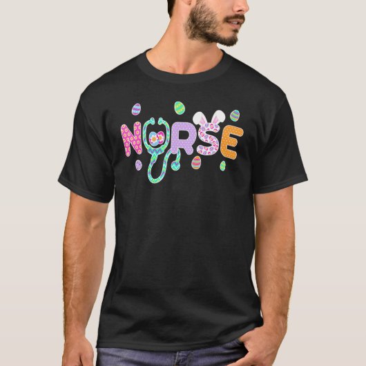 Niedlich Osternurse Bunny Oars Happy Ostereier Ou T-Shirt (Vorderseite)